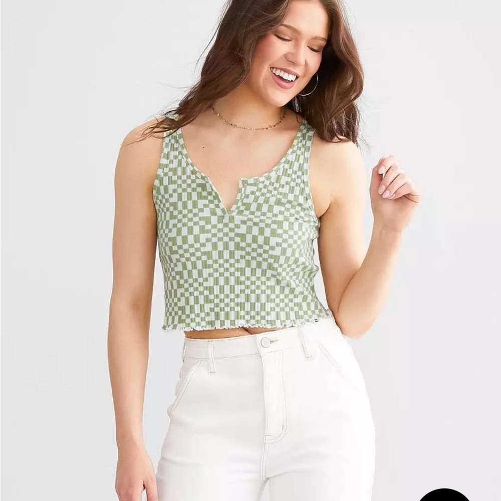 Green Checkered Women's Top